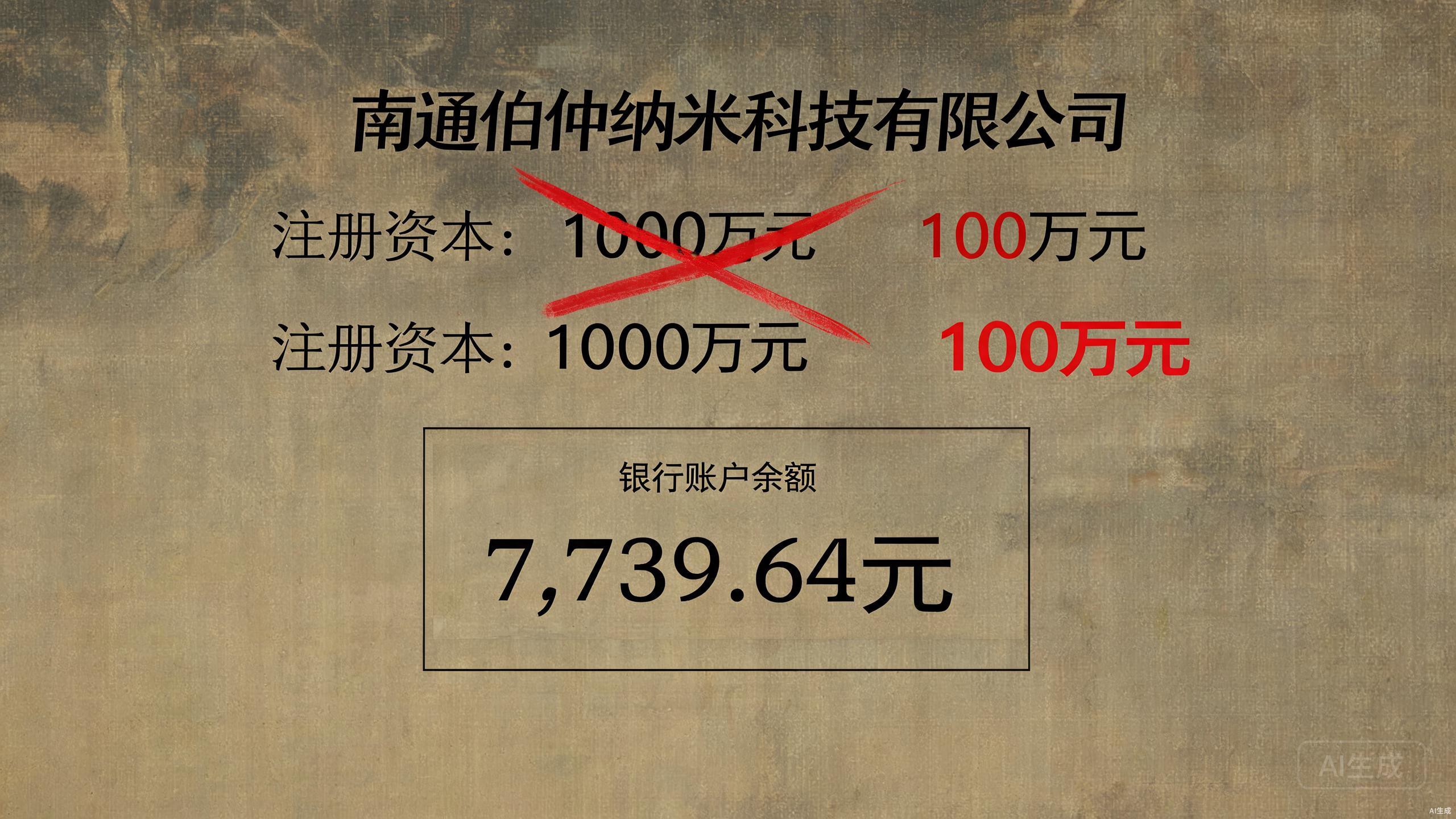 伯仲减资1000万